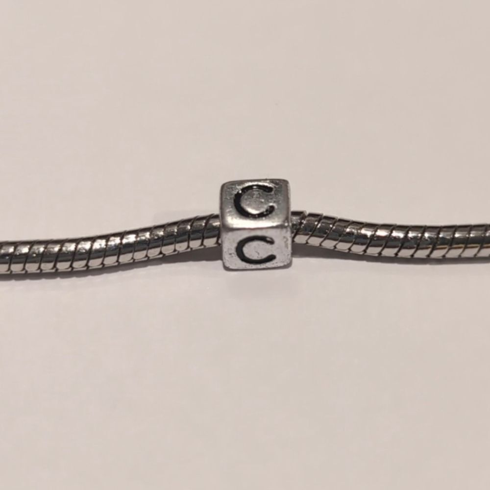 Silver‎ C Spacer Charm for Pandora Style Bracelet
